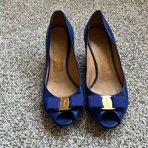 Beautiful Royal Blue Ferragamo Wedges